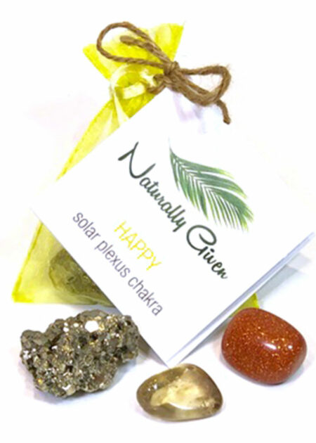 Happy, Solar Plexus Chakra Crystal Pouch
